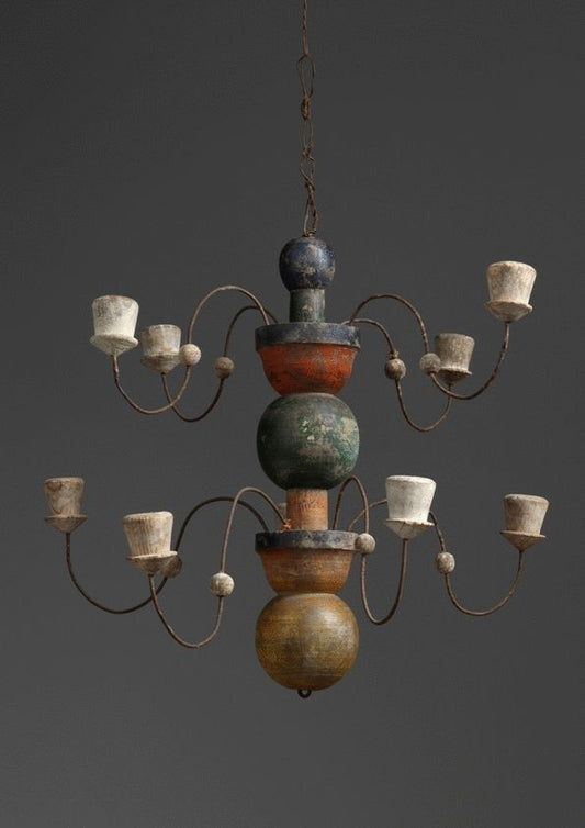 Double Crown' Ceremonial Folk Art Chandelier