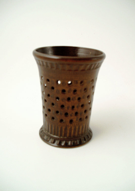 Unusual Perforated Glass Tumbler Holder