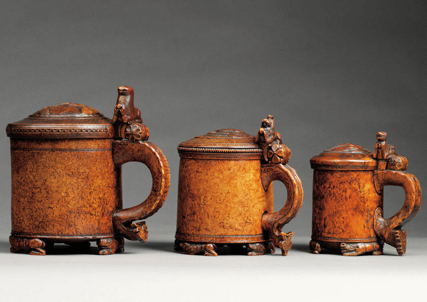 Fine Traditional Scandinavian Burrwood Peg Tankards