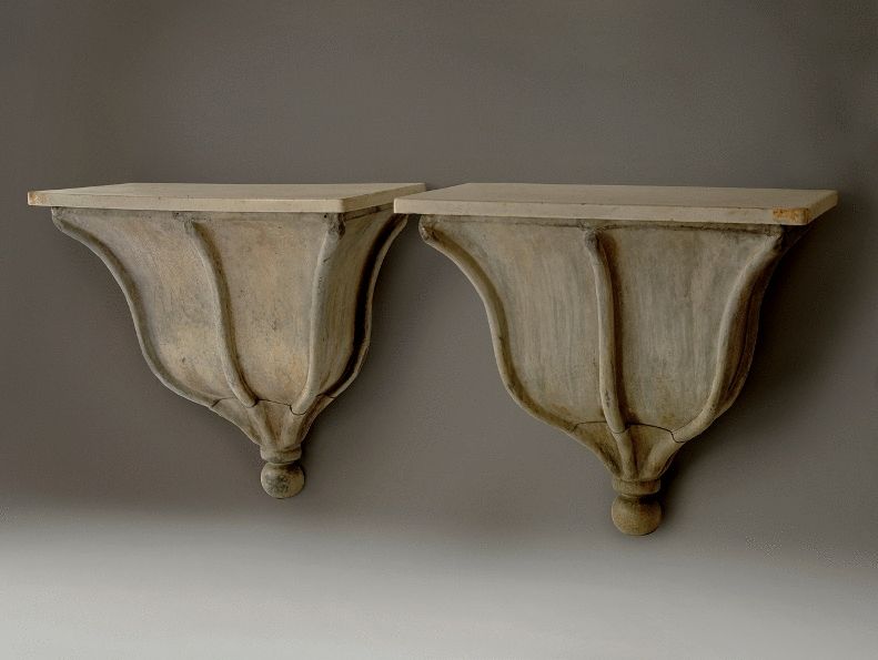 Sculptural Pair of Architectural Consoles