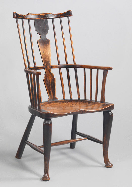 Exceptional Early Cabriole Legged Windsor Comb Back Chair