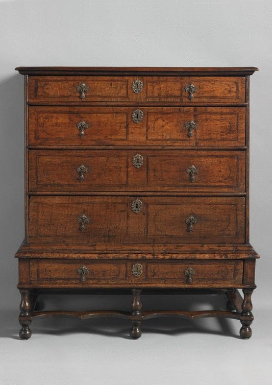 Rare William and Mary Period Inlaid Chest on Stand