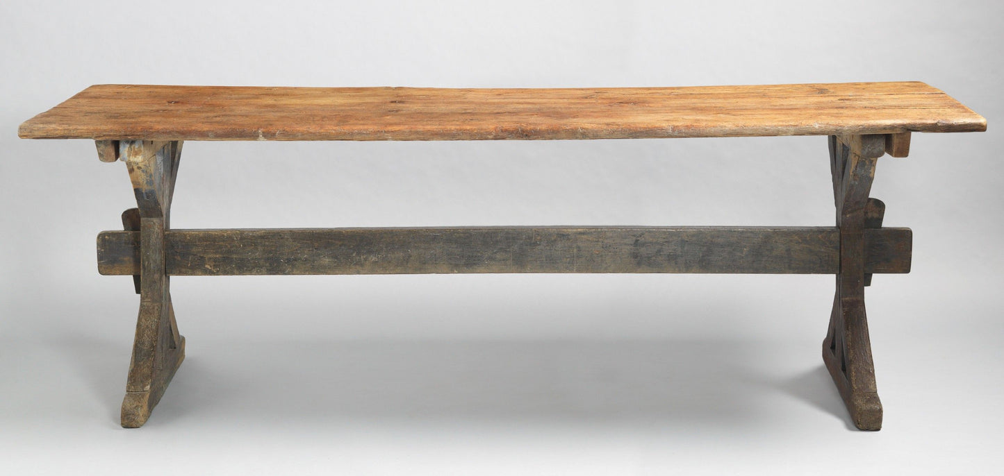 Sculptural X-Frame Trestle Table