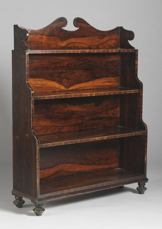 Regency 'Faux Bois' Decorated Waterfall Dwarf Bookcase