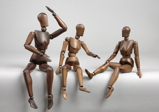 Three Original Articulated Artist's Mannequins or "Lay" Figures