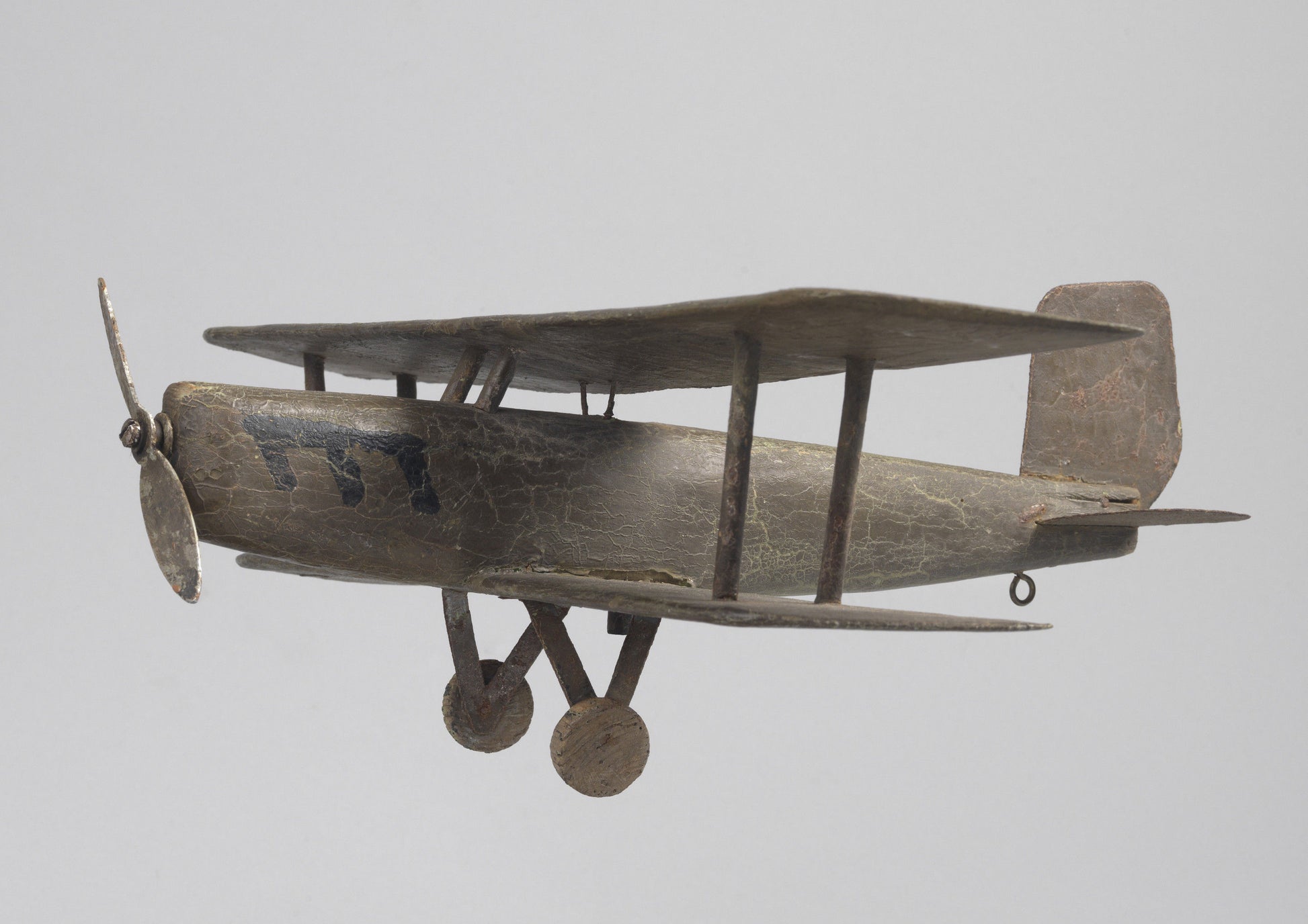 Unusual Folk Art Bi-Plane Weathevane