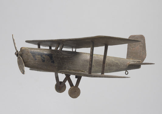 Unusual Folk Art Bi-Plane Weathevane