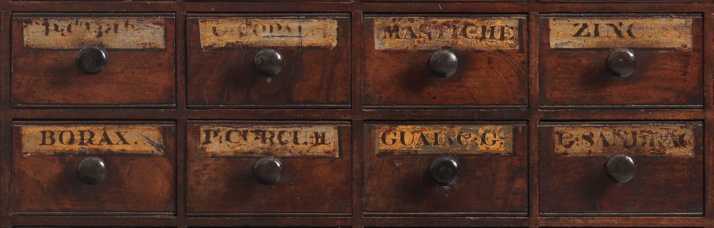 A Fine Small Nest of Thirty Two Apothecary Drawers