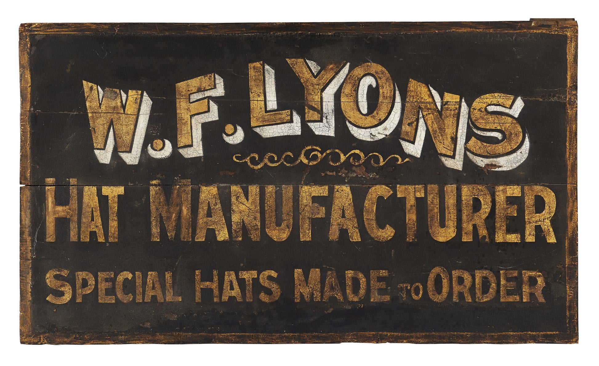 W F LYONS, Hat Maker’s Trade Sign