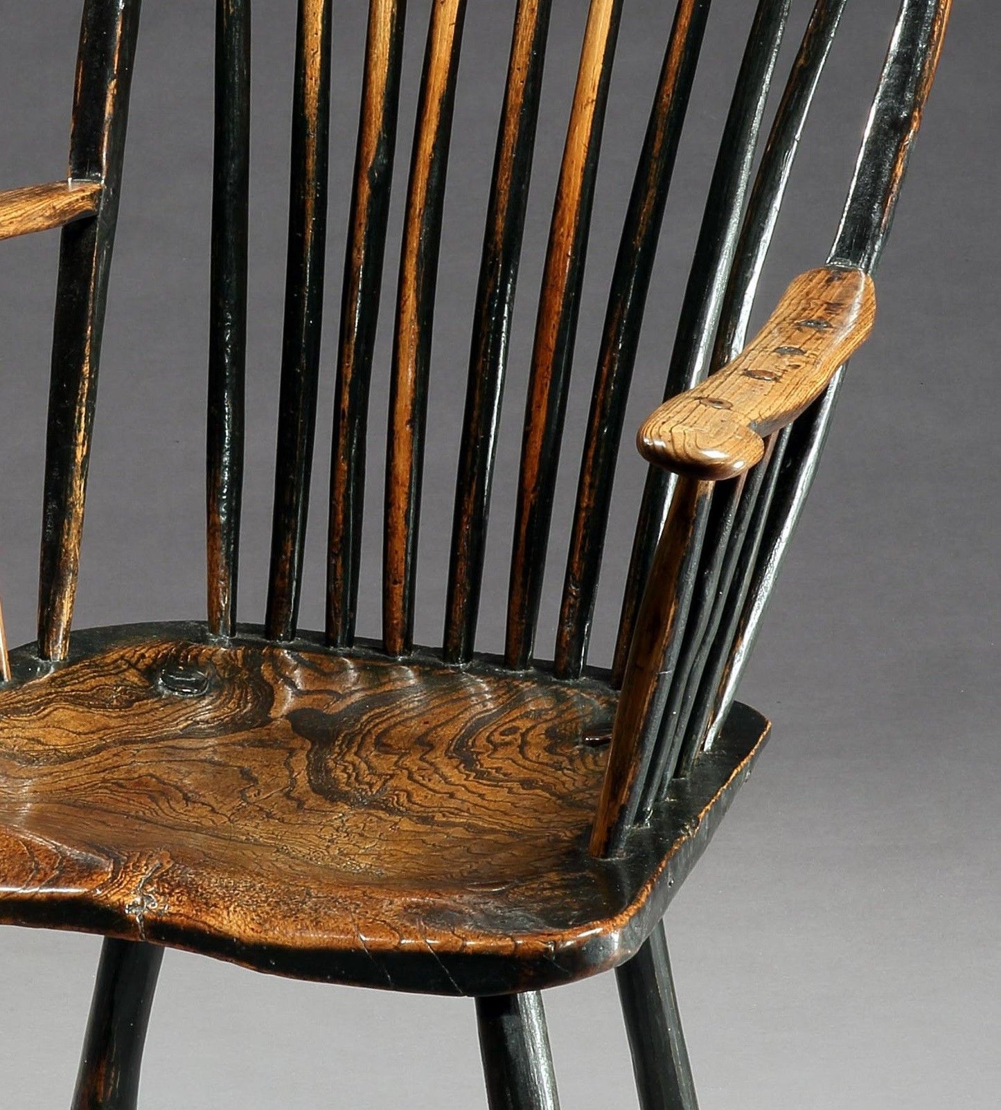 Delightful Primitive “Wheat Sheaf” Back Windsor Armchair