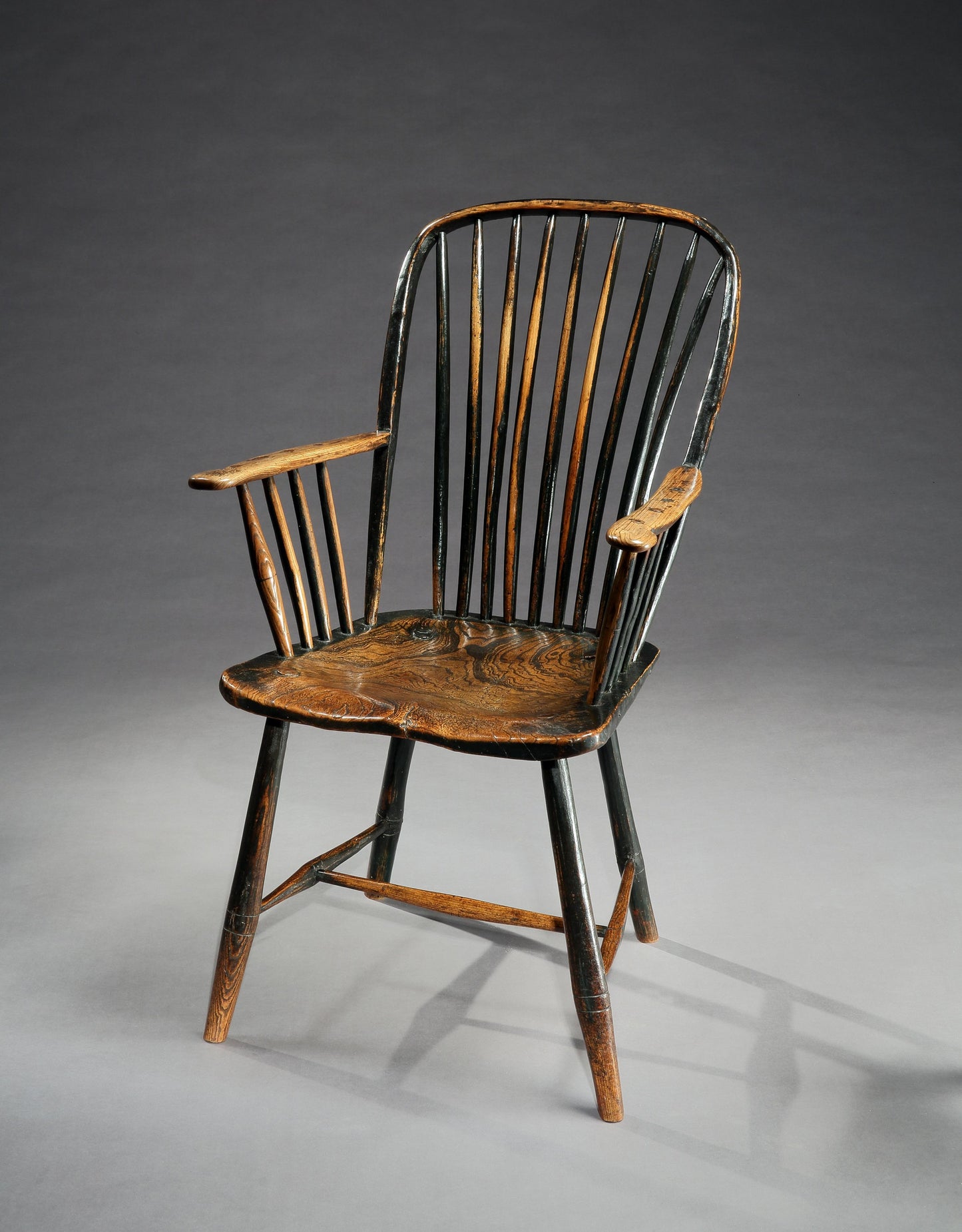 Delightful Primitive “Wheat Sheaf” Back Windsor Armchair