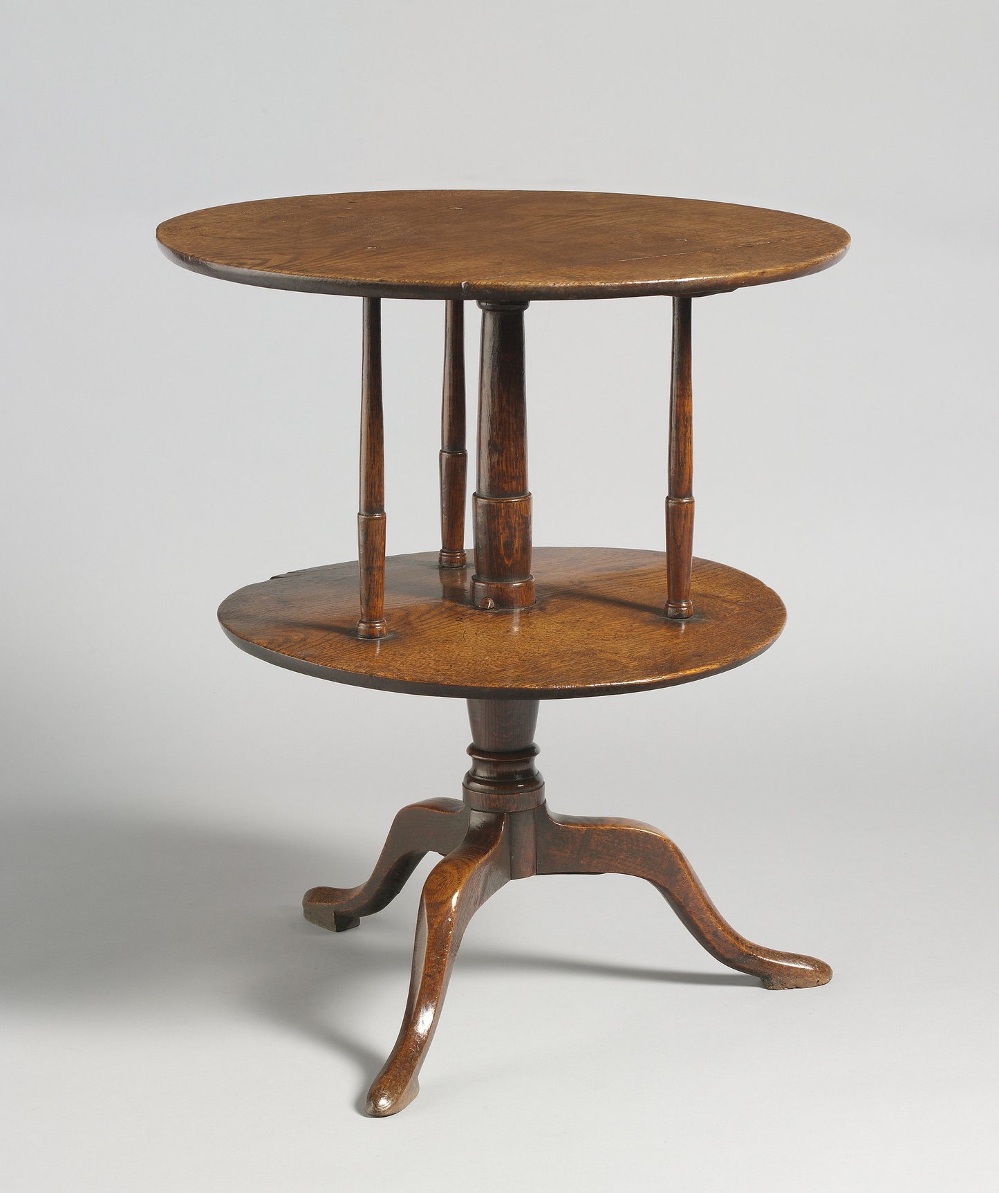 Rare Two Tiered Revolving Tripod Table